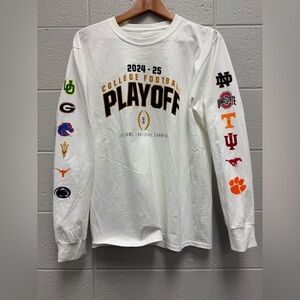 Playoff College Football 2024 Long Sleeve T-Shirt 12 Teams ND IU CLEMSON Sz XL